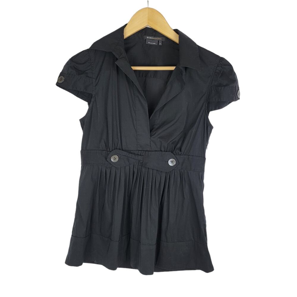 BCBGMaxAzria Cap Sleeve Button Detal Top S